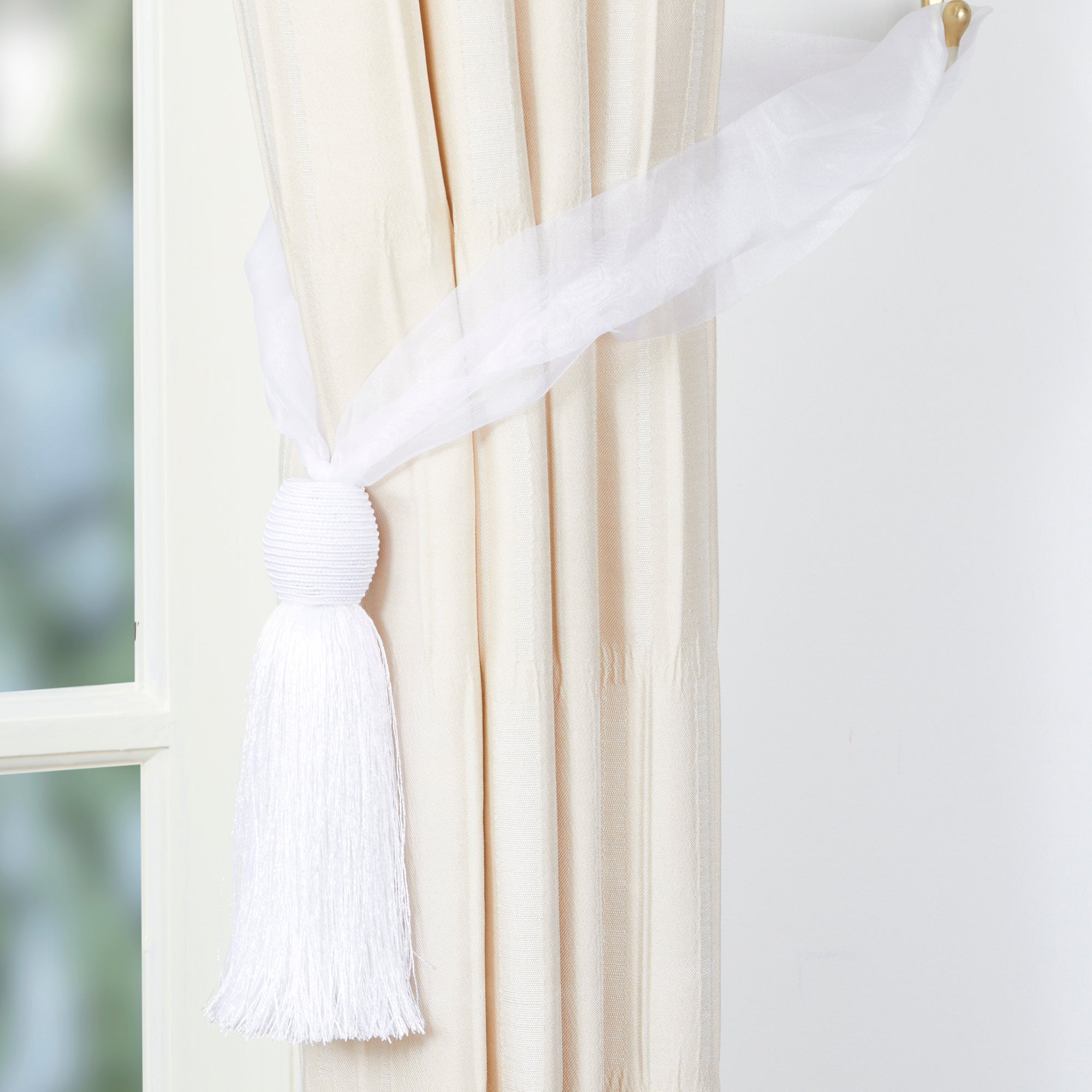 Image of Voille Curtain Tieback White