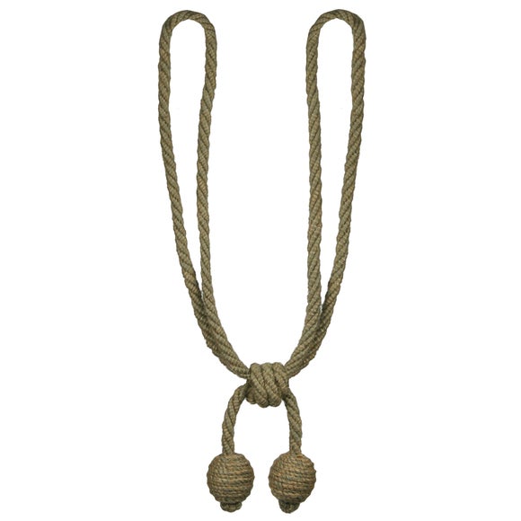 Jute Ball Natural Curtain Tieback