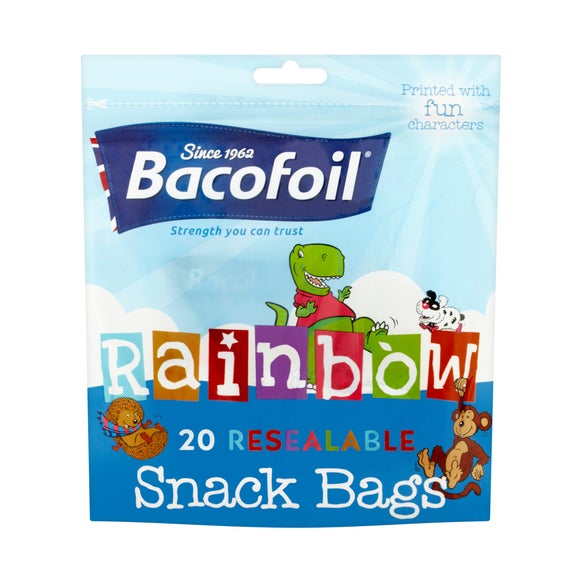 Bacofoil 20 Reusable Rainbow Kids Snack Bags Dunelm