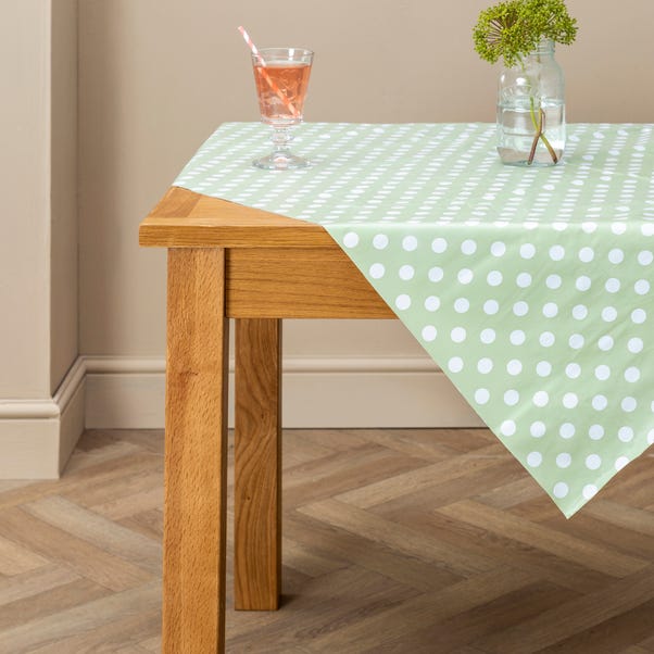 Dotty Square PVC Tablecloth Sage (Green)