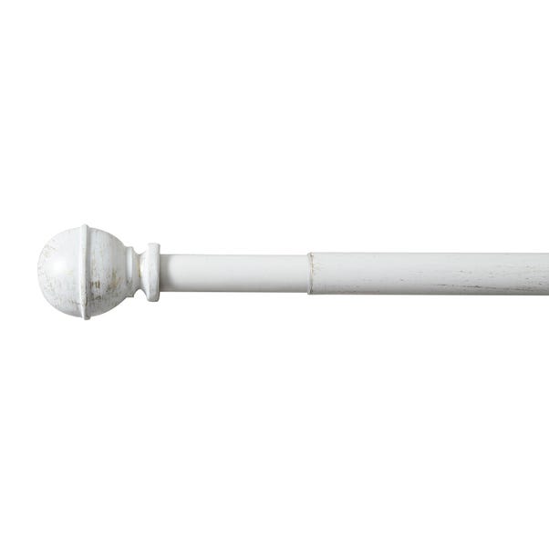 Vintage Ball Extendable Ivory Curtain, Antique White Curtain Rod