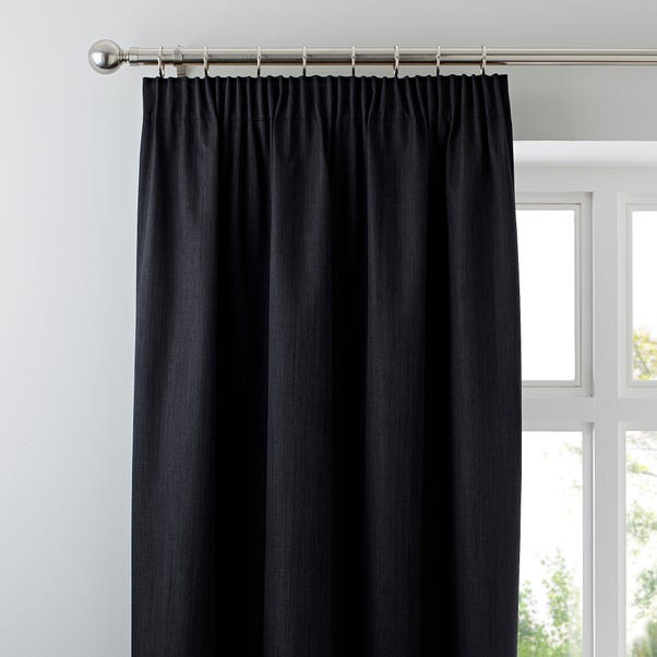 Solar Black Blackout Pencil Pleat Curtains Dunelm Solar Black Blackout Pencil Pleat, White And Black Curtains