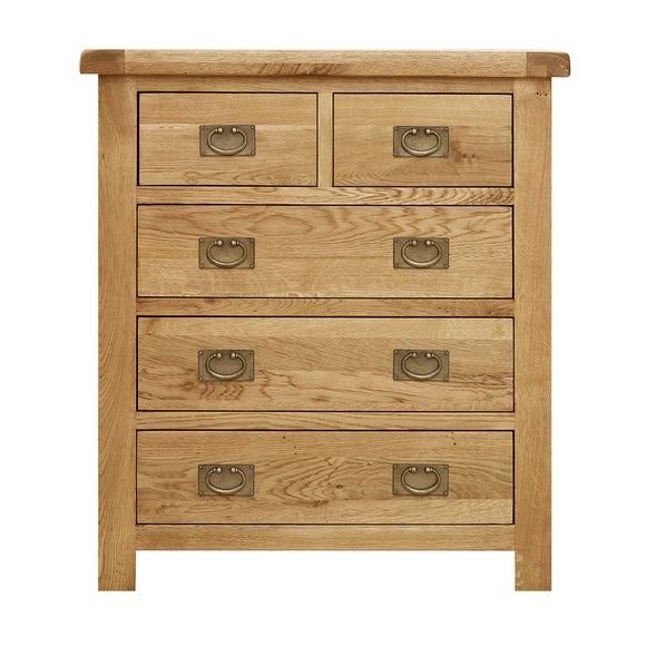 Dunelm oak chest of shop drawers