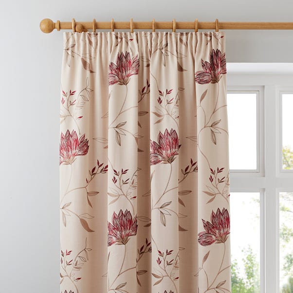 Amelia Red Pencil Pleat Curtains  undefined