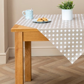 Taupe Dotty Square PVC Tablecloth