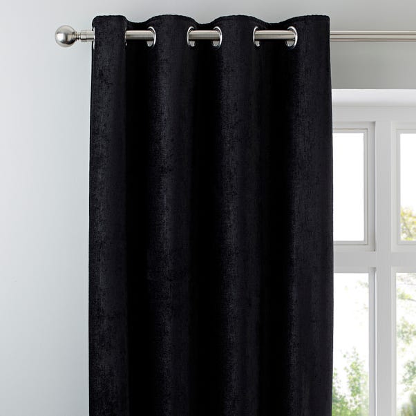 Chenille Black Eyelet Curtains  undefined