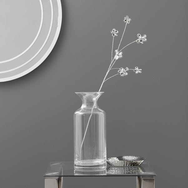 Artificial Wedding Flower Silver Single Spray 66cm Clear