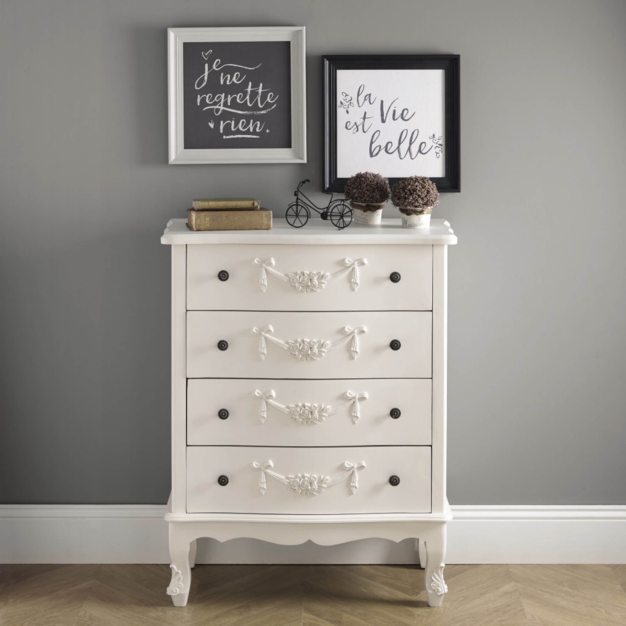 Toulouse Ivory Wide 4 Drawer Chest Dunelm