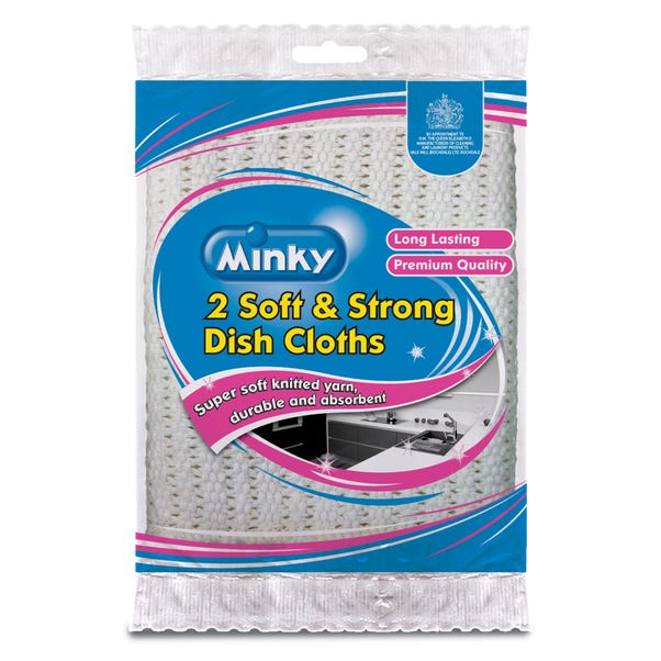 Minky Pack of 2 Soft and Strong Dish Cloths White