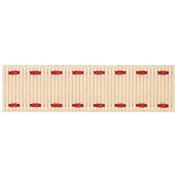Red Stitched Grosgrain Ribbon Ivory