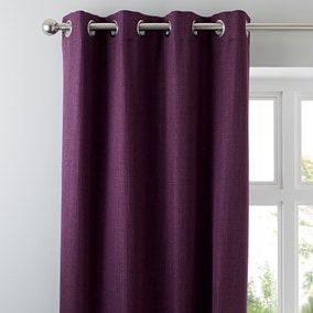 Solar Aubergine Blackout Eyelet, Purple And Gold Curtains