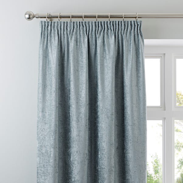 Chenille Duck-Egg Pencil Pleat Curtains  undefined