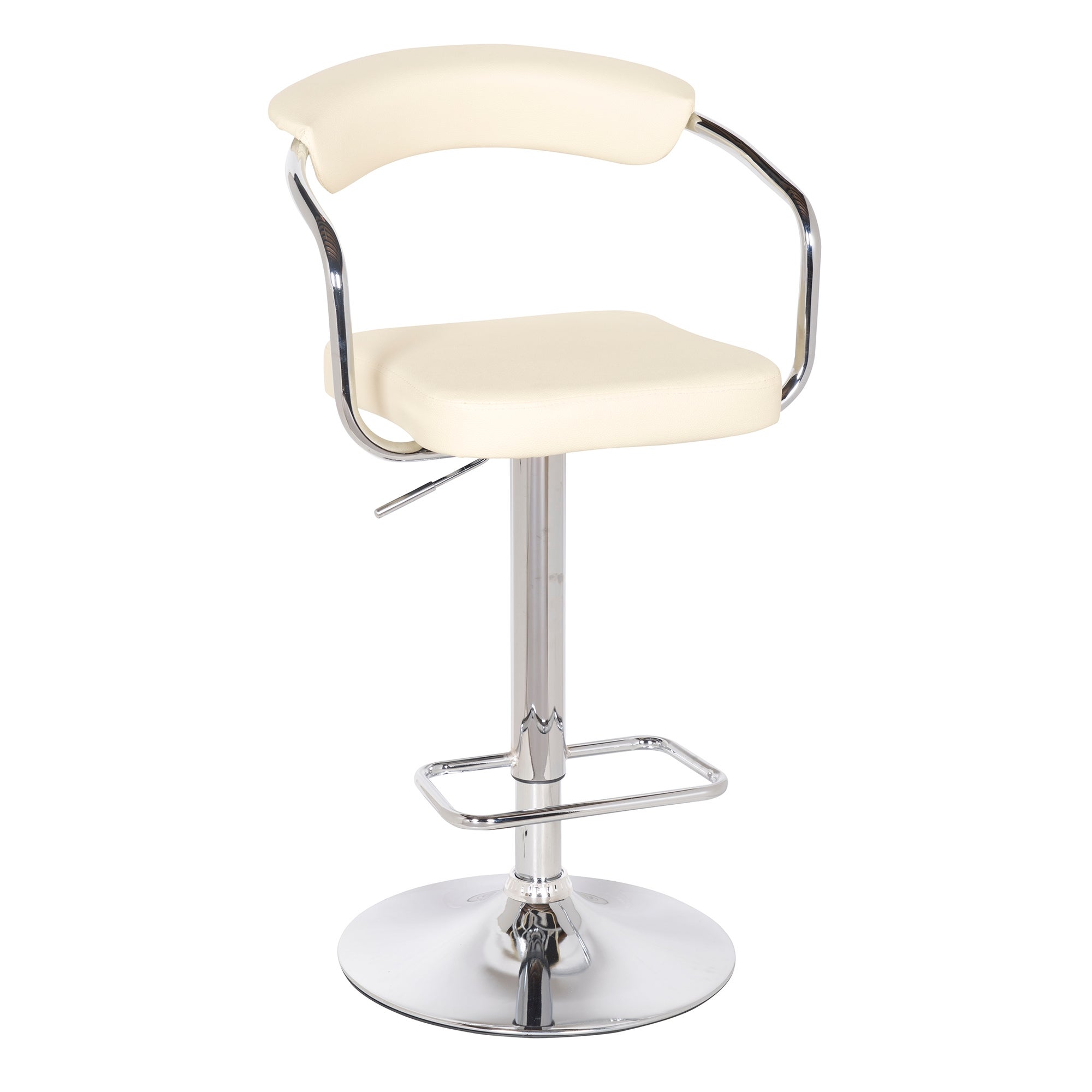 Houston Adjustable Height Swivel Bar Stool Faux Leather Cream Natural