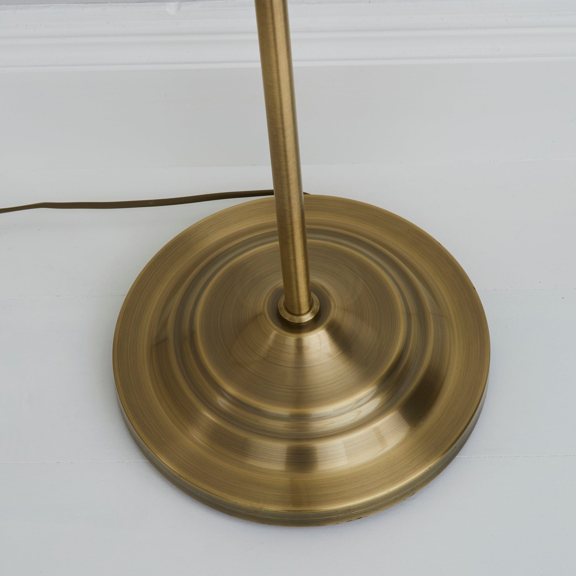 Lever Arm Antique Brass Floor Lamp Brown