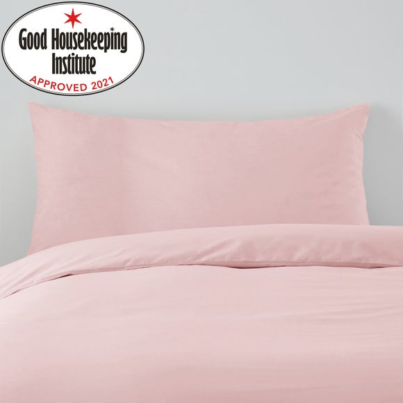 Non Iron Plain Dye Kingsize Dusky Pink Pillowcase Pair Dunelm