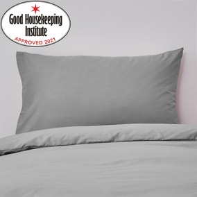 Non Iron Plain Dye Slate Standard Pillowcase Pair