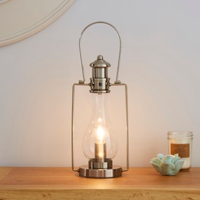 Horse Lantern Satin Nickel Table Lamp
