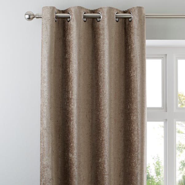 Chenille Taupe Eyelet Curtains  undefined