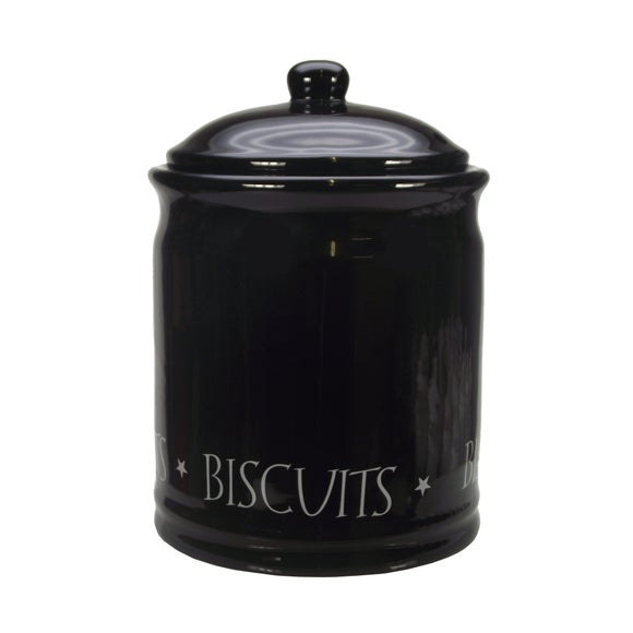 black biscuit jar