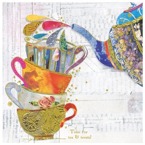 Teapot And Cups Birthday Card