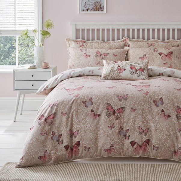 Botanica Butterfly Blush Reversible Duvet Cover and Pillowcase Set image 1 of 6