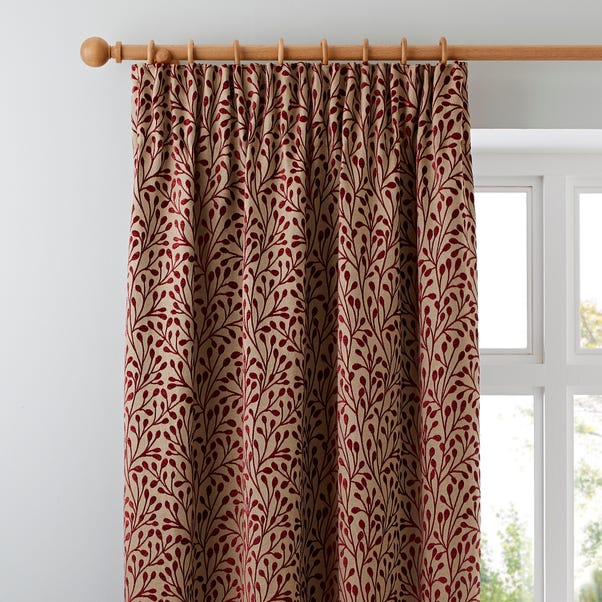 Willow Red Pencil Pleat Curtains Dunelm, Brown And Red Curtains