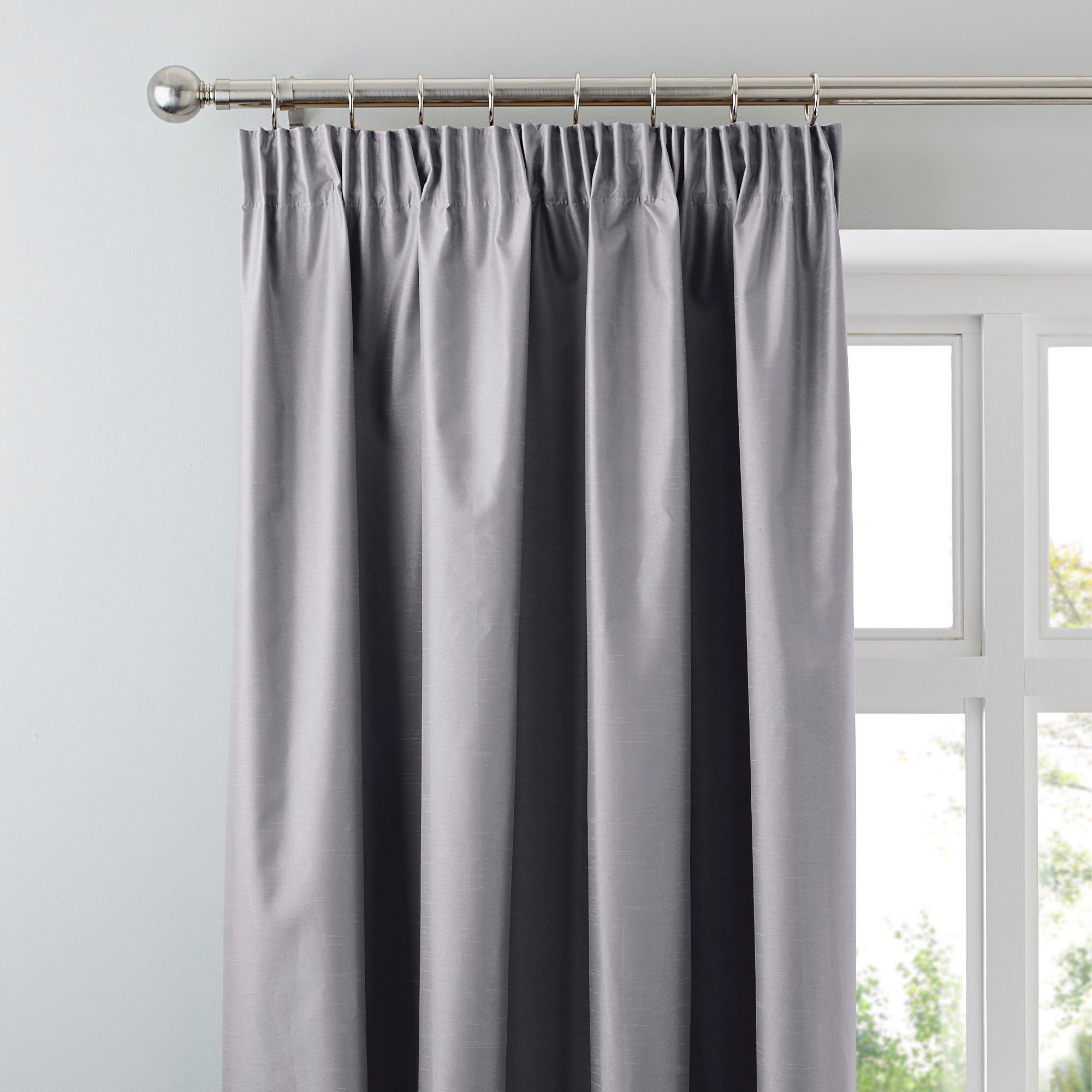 Nova Grey Blackout Pencil Pleat Curtains | Dunelm