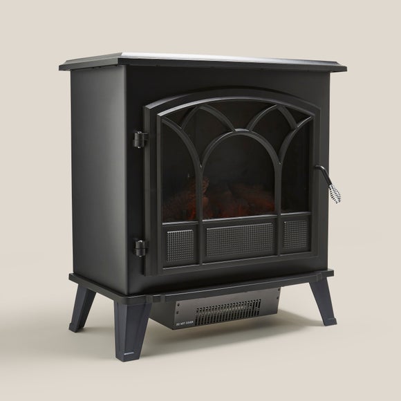 Dunelm Electric faux wood burner with faux chimney Burgundy colour 1850w J25 M1 
