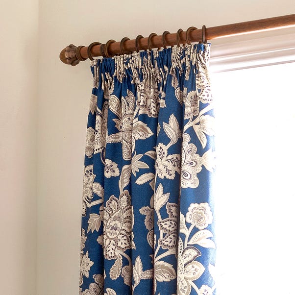 Dorma Samira Blue Pencil Pleat Curtains, Beige And Blue Curtains