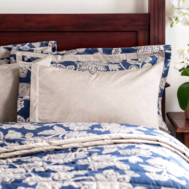 Dorma Samira Blue Cuffed Pillowcase Blue