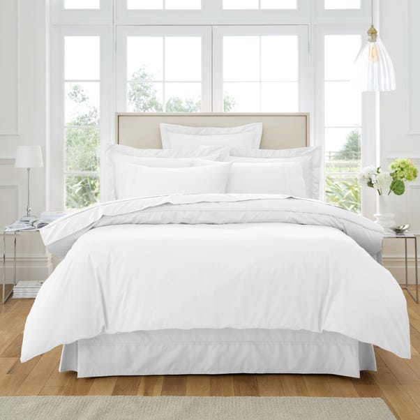 Dorma 500 Thread Count 100 Cotton Satin Plain White Duvet Cover Dunelm