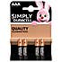 Pack Of 4 Duracell Simply AAA Batteries Black
