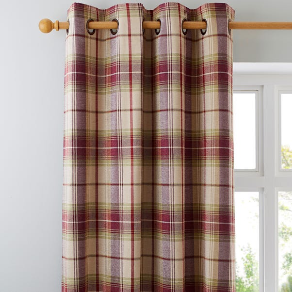 Dorma Bloomsbury Check Plum Eyelet Curtains  undefined