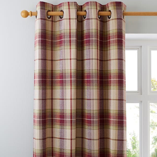 Dorma Bloomsbury Check Plum Eyelet Curtains Dunelm Dorma Bloomsbury Check Plum Eyelet, Red Checked Curtains 90×90