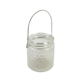 Clear Ribbed Glass Tealight Holder