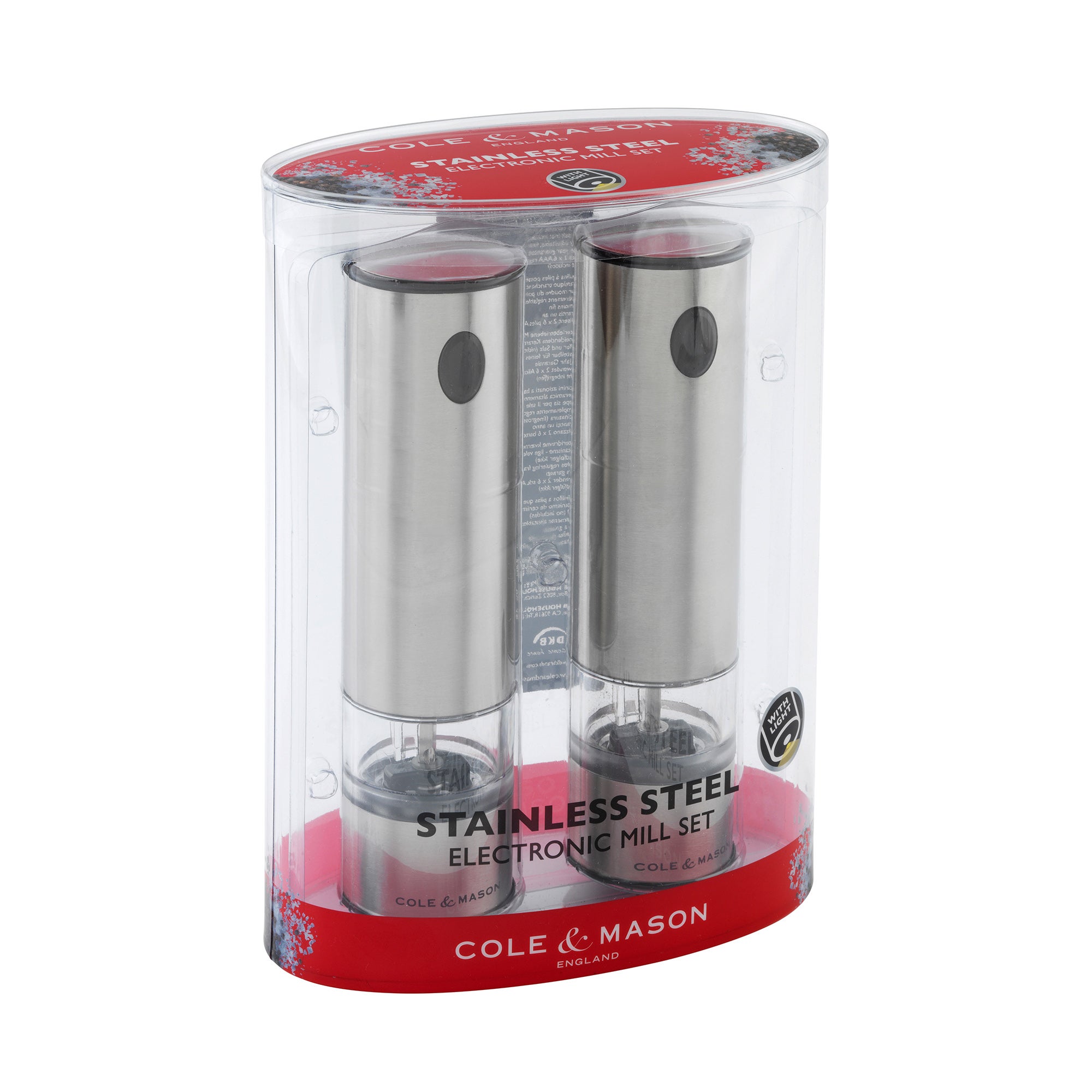 Cole & Mason 8 Stainless Steel Electronic Salt and Pepper Mill