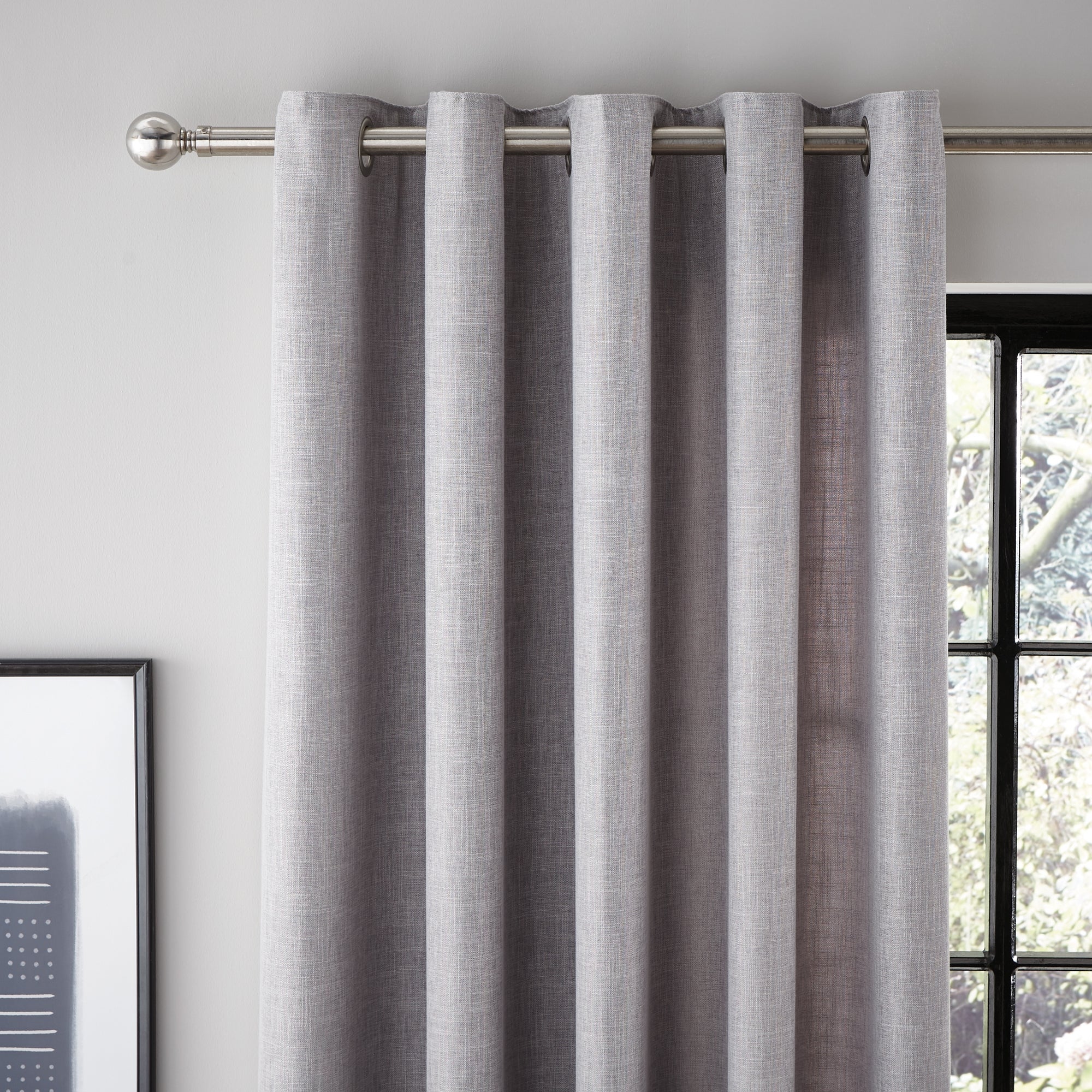 Photo of Vermont dove grey eyelet curtains grey