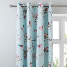 Beautiful Birds Duck-Egg Thermal Eyelet Curtains