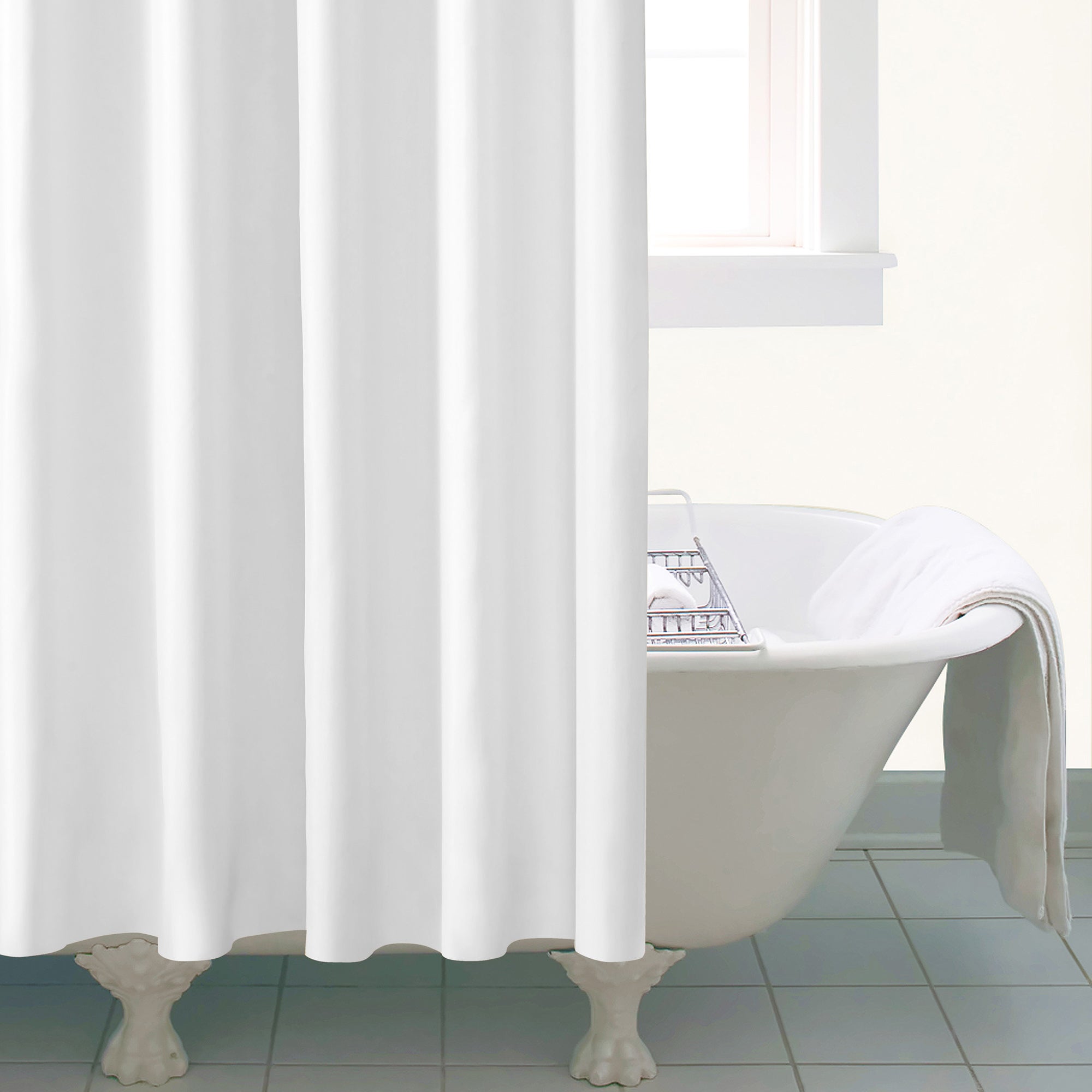 Ceramic Extra Long White Shower Curtain | Dunelm