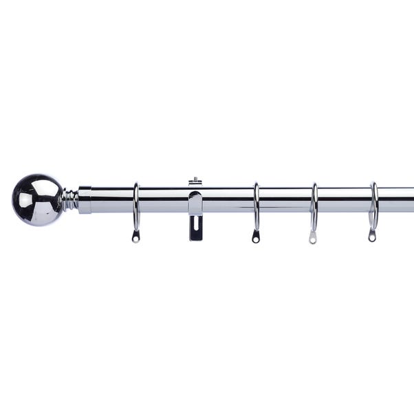 Ashton Extendable Chrome Curtain Pole Dia 25 28mm Dunelm - How To Fit Dunelm Bay Window Curtain Pole