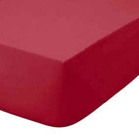 Kid's Non Iron Plain Dye Red 25cm Fitted Sheet