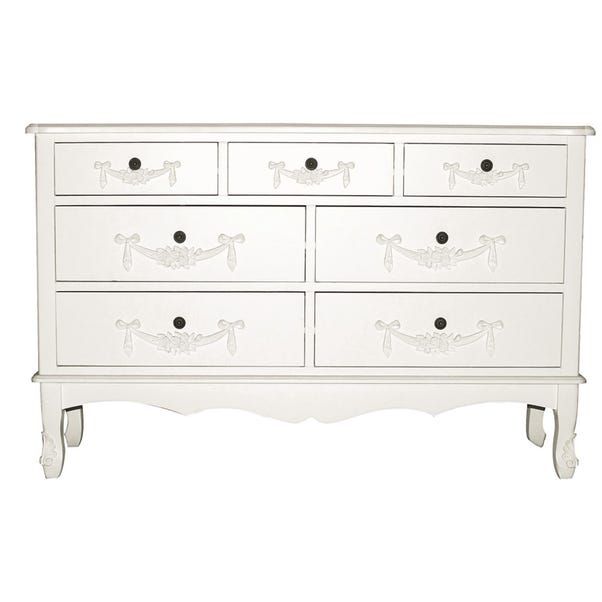 Toulouse 7 Drawer Chest, Ivory & Pine