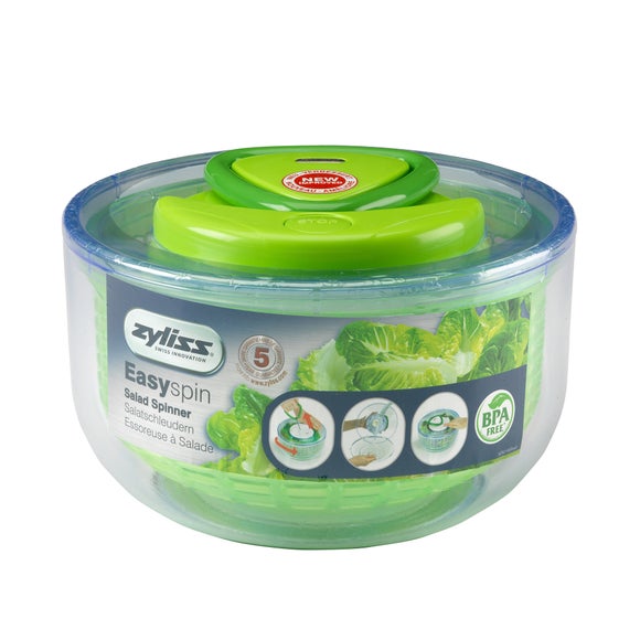 Large ZYLISS Easy Spin Salad Spinner BPA Free Green 