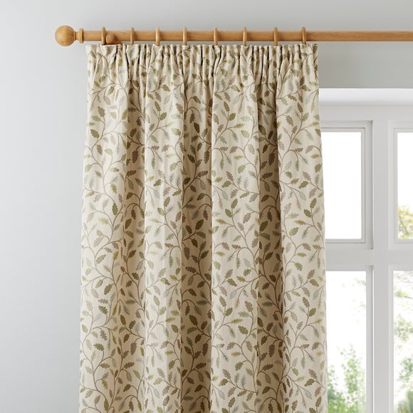 Heritage Glava Green Pencil Pleat Curtains Dunelm   30209427 