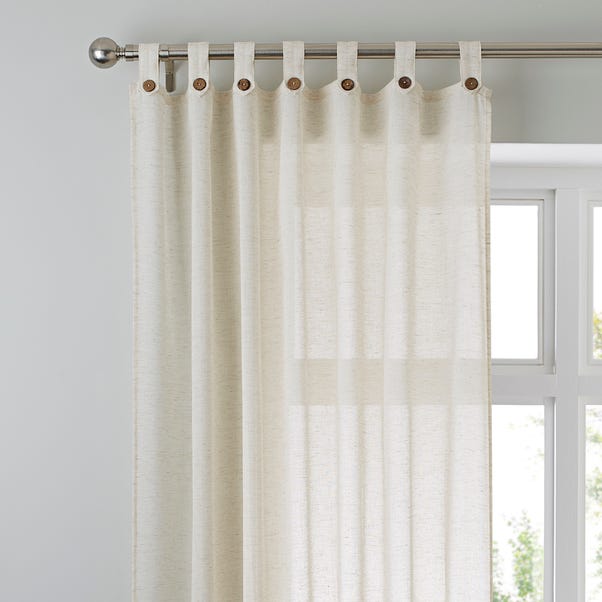 Marley Linen Natural Sheer Tab Top Single Voile Panel Dunelm Marley Linen Natural Sheer Tab Top, Tab Top Curtain