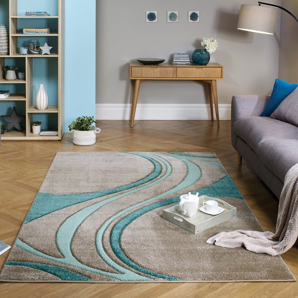 rug with teal