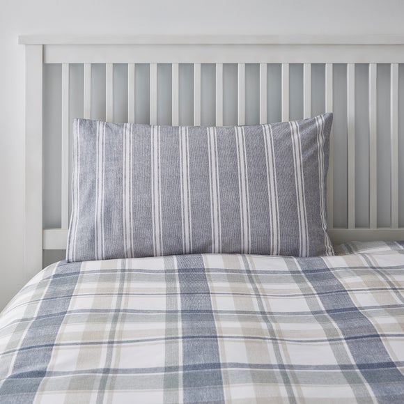 Harrison Blue Reversible Duvet Cover and Pillowcase Set Dunelm