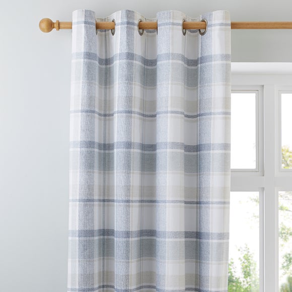 Blue deals check curtains