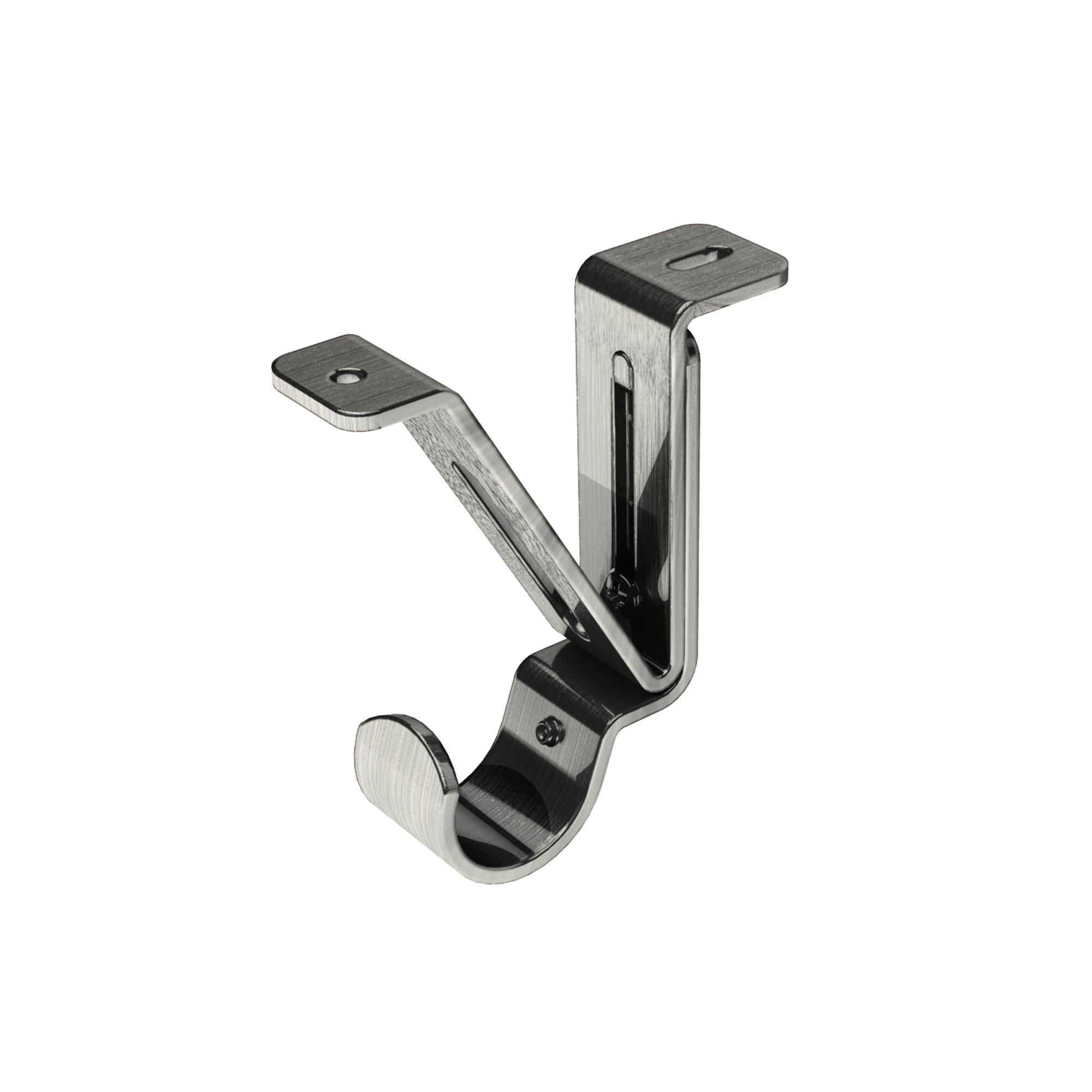 Pack Of 3 Adjustable Ceiling Curtain Pole Brackets Satin Steel Silver