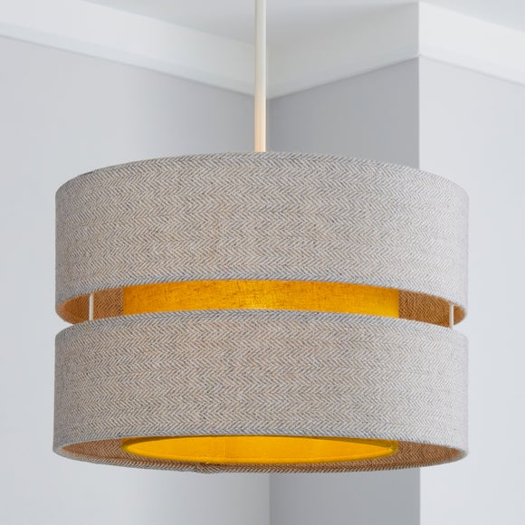 Mustard Pendant Ochre Table Lamp Linear Stem  Drum Lampshade Ceiling Light 